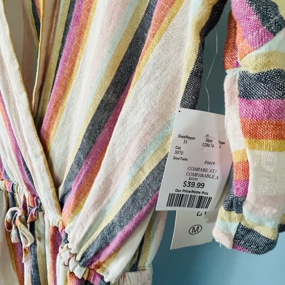 NWT linen blend romper size M. Your summer favourite. 3/4 sleeve. Multicolour. - Picture 2 of 5